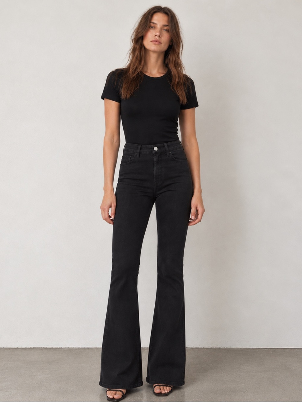 FRAME Le High Flare Jeans Size 26 Film Noir Black High Rise